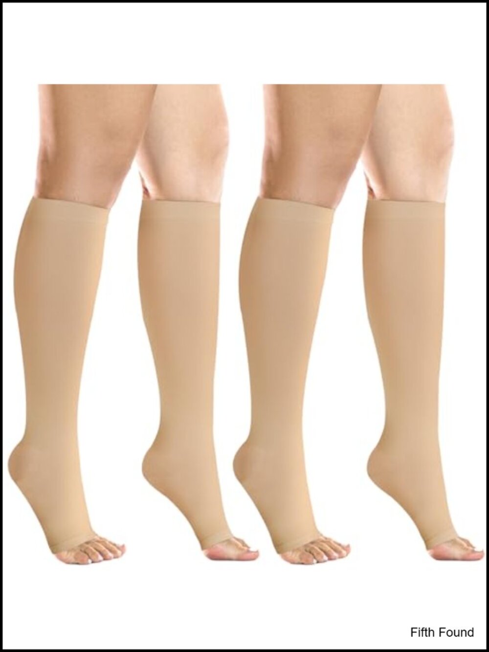 20-30 mmHg Compression Socks Knee High Open Toe Graduated Support 2 Pairs
